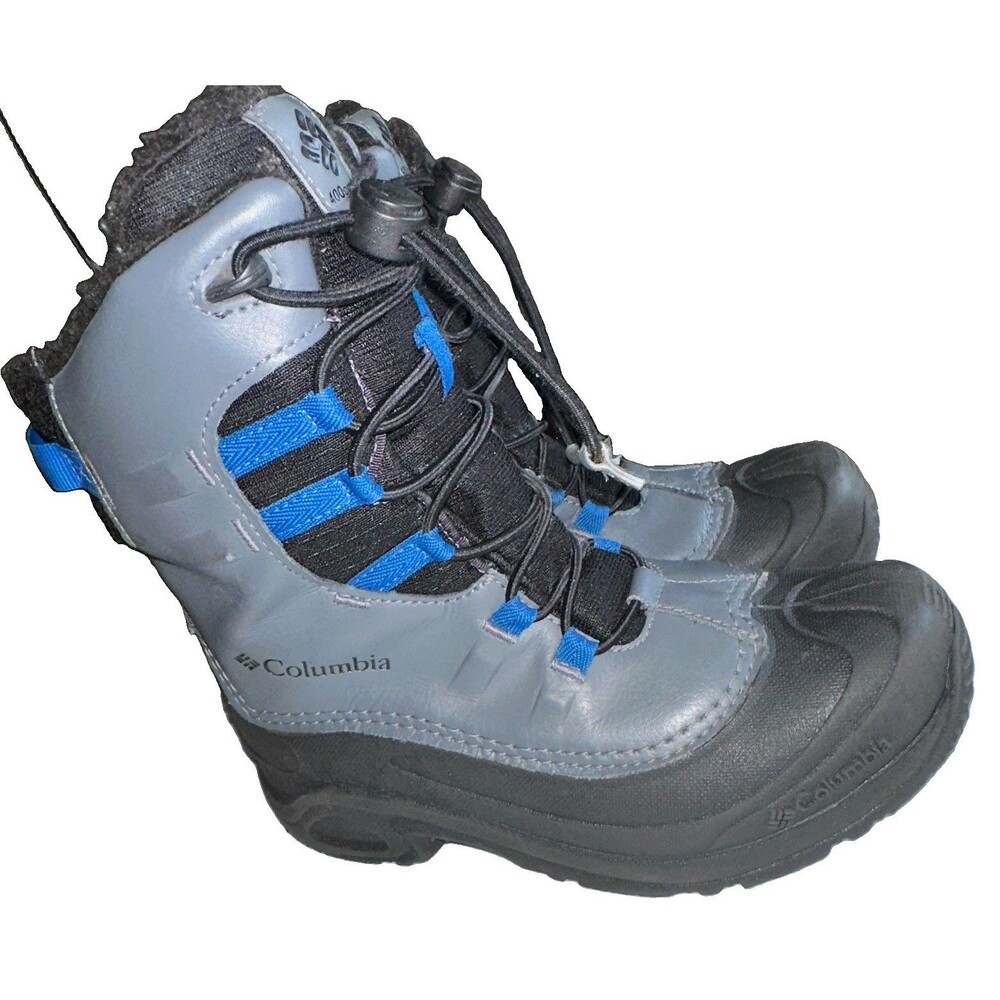 Columbia Kids Size 5 Waterproof 400g Insulated Snow Boots Gray Blue Winter